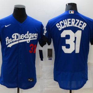 MLB Los Angeles Dodgers #31 Max Scherzer 2021 Royal City Connect Flex Base Elite Jersey