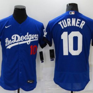 MLB Los Angeles Dodgers #10 Turner 2021 Royal City Connect Flex Base Elite Jersey