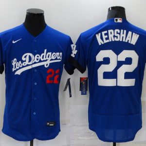 MLB Los Angeles Dodgers #22 Kershaw 2021 Royal City Connect Flex Base Elite Jersey
