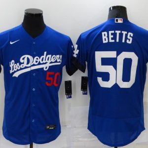 MLB Los Angeles Dodgers #50 Mookie Betts 2021 Royal City Connect Flex Base Elite Jersey