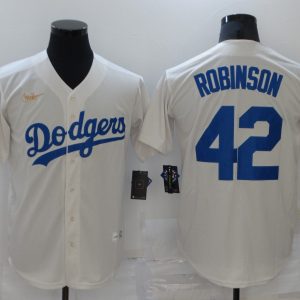 MLB Los Angeles Dodgers #42 Jackie Robinson Cream Throwback Jersey