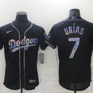 MLB Los Angeles Dodgers #7 Julio Urias 2021 Black Iridescent Logo Flex Elite Jersey