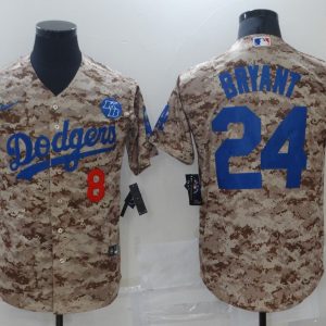 MLB Los Angeles Dodgers Front #8 Back #24 Kobe Bryant With KB Patch 2021 Camo Jersey