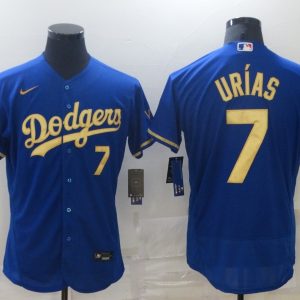 MLB Los Angeles Dodgers #7 Julio Urias Blue Gold 2020 World Series Flex Base Elite Jersey