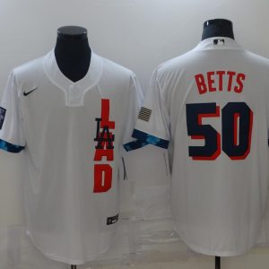 MLB Los Angeles Dodgers #50 Mookie Betts 2021 White All-Star Jersey