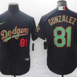 MLB Los Angeles Dodgers #81 Gonzalez Black/Green 2020 World Series Stitched Jersey