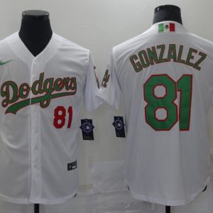 MLB Los Angeles Dodgers #81 Gonzalez White/Green 2020 World Series Stitched Jersey