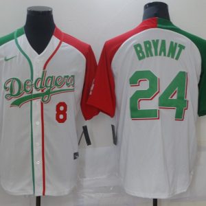 MLB Los Angeles Dodgers Front #8 Back #24 Kobe Bryant White Mexican Heritage Culture Night Mexico Jersey