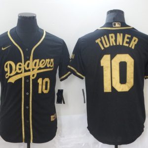 MLB Los Angeles Dodgers #10 Turner Black Gold 2020 World Series Jersey
