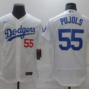 MLB Los Angeles Dodgers #55 Pujols White Flex Base Elite Jersey
