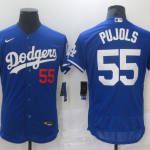 MLB Los Angeles Dodgers #55 Pujols Blue Flex Base Elite Jersey