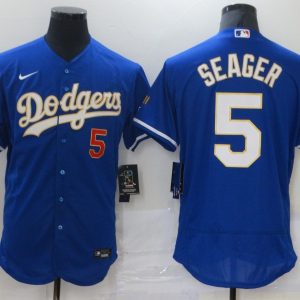 MLB Los Angeles Dodgers #5 Corey Seager Blue Gold Championship Flex Base Elite Jersey