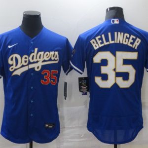 MLB Los Angeles Dodgers #35 Cody Bellinger Blue Gold Championship Flex Base Elite Jersey