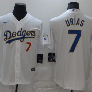 MLB Los Angeles Dodgers #7 Julio Urias White Gold Game Nike Jersey