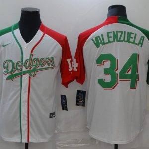 MLB Los Angeles Dodgers #34 Valenzuela White Game Nike Jersey