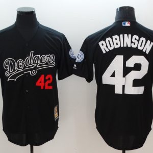 MLB Los Angeles Dodgers #42 Jackie Robinson Black Throwback Jersey
