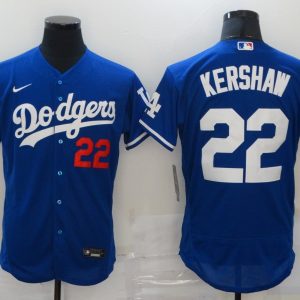 MLB Los Angeles Dodgers #22 Kershaw Blue Flex Base Elite Jersey