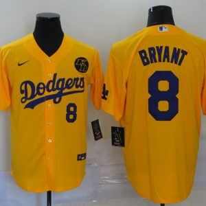 Men's Los Angeles Dodgers Orange #8 Kobe Bryant 2020 KB Patch Game Jersey