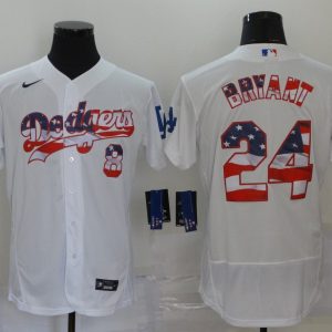MLB Los Angeles Dodgers Front #8 Back #24 Kobe Bryant USA Flag Flexbase Jersey