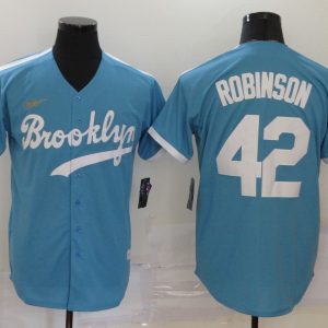 MLB Los Angeles Dodgers #42 Robinson Light Blue Game Nike Jersey