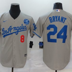 MLB Los Angeles Dodgers #24 Bryant Grey Game Nike Jersey