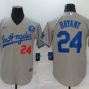 MLB Los Angeles Dodgers #24 Bryant Grey Game Nike Jersey