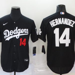 MLB Los Angeles Dodgers #14 Hernandez Black Game Nike Jersey