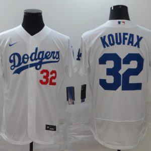 MLB Los Angeles Dodgers #32 Koufax White Flex Base Elite Jersey