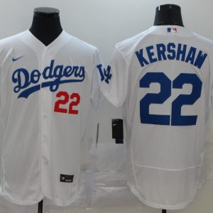 MLB Los Angeles Dodgers #22 Kershaw White Flex Base Elite Jersey