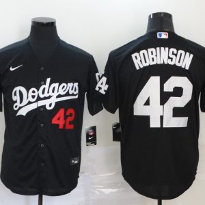 MLB Los Angeles Dodgers #42 Robinson Black Game Nike Jersey