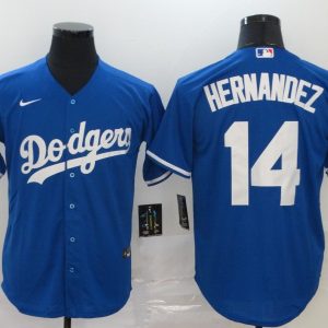MLB Los Angeles Dodgers #14 Hernandez Blue Game Nike Jersey