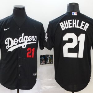 MLB Los Angeles Dodgers #21 Buehler Black Game Nike Jersey