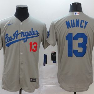 MLB Los Angeles Dodgers #13 Muncy Grey Flex Base Elite Jersey