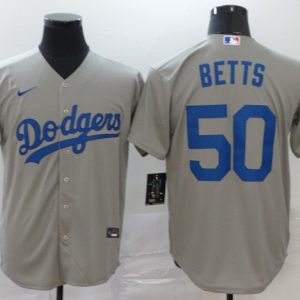 MLB Los Angeles Dodgers #50 Betts Grey Game Nike Jersey