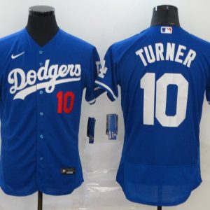 MLB Los Angeles Dodgers #10 Turner Blue Flex Base Elite Jersey