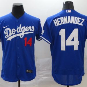 MLB Los Angeles Dodgers #14 Hernandez Blue Flex Base Elite Jersey