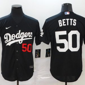 MLB Los Angeles Dodgers #50 Betts Black Game Nike Jersey