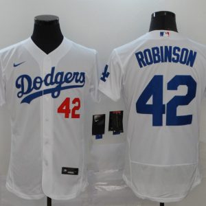 MLB Los Angeles Dodgers  #42 Robinson White Flex Base Elite Jersey