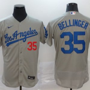 MLB Los Angeles Dodgers #35 Cody Bellinger Grey Flex Base Elite Jersey