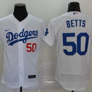 MLB Los Angeles Dodgers #50 Betts White Flex Base Elite Jersey