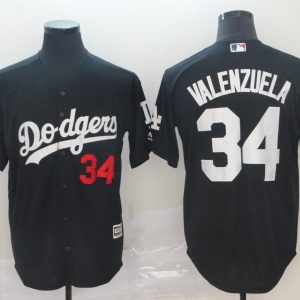 MLB Los Angeles Dodgers  #34 Valenzuela Black Game Men's Jersey