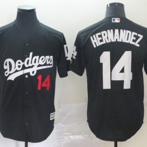 MLB Los Angeles Dodgers #14 Hernandez Black Game Jersey