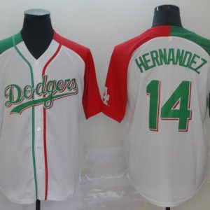 Los Angeles Dodgers  #14 Hernandez White Mexican Heritage Culture Night Mexico Jersey