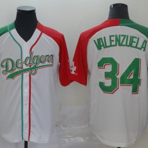 Los Angeles Dodgers #34 Valenzuela White Mexican Heritage Culture Night Mexico Jersey
