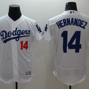 MLB Los Angeles Dodgers #14 Hernandez White Elite Jersey