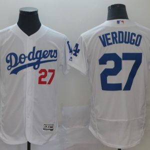 MLB Los Angeles Dodgers #27 Verdugo White Elite Jersey