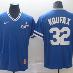 Los Angeles Dodgers #32 Koufax Blue Throwback Men Jersey