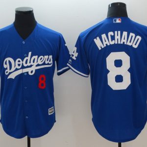Men's Los Angeles Dodgers #8 Manny Machado Blue Game Jersey
