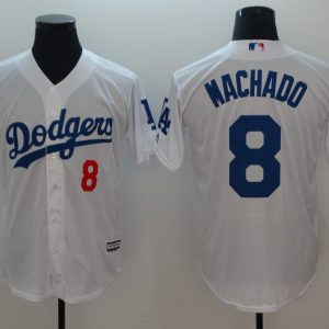 Men's Los Angeles Dodgers #8 Manny Machado White Game Jersey