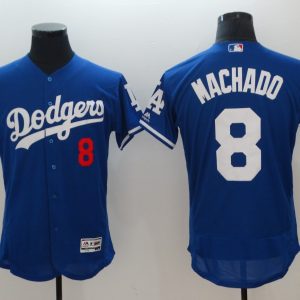 Men's Los Angeles Dodgers #8 Manny Machado Flex Base Elite Blue Jersey